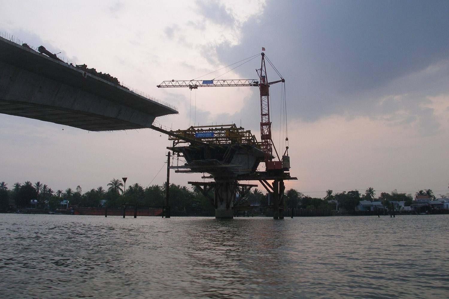 The Can Tho bridge over the Hau River at sunrise