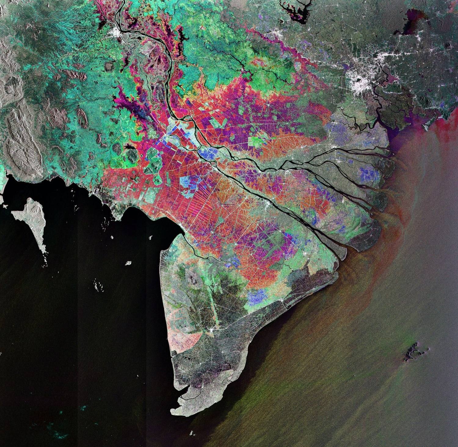 Imej satelit Delta Mekong di selatan Vietnam